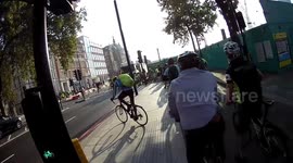 Lorry nearly ploughs into group of cyclists