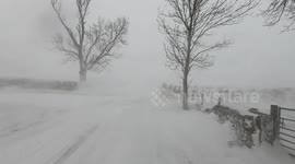 Beast from the east hits Allendale. Wind blowing and creating snow drifts.