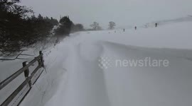 Beast from the east hits Allendale. Wind blowing and creating snow drifts, trying to walk through and battle the elements.
