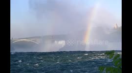 Back of Niagara Falls witha beautiful rainbow