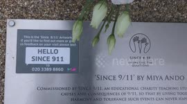 911 steel beam structure a Memorial 17 years later, London, UK