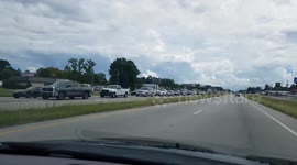 Cars queue up to depart North Carolina during Hurricane Florence evacuations