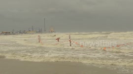 Tropical storm Cindy footage Galveston Texas Gulf Coast