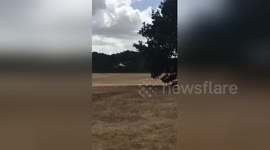 Newsflare Edit - Helicopter landing on playing fields by Ferndown Leisure Centre