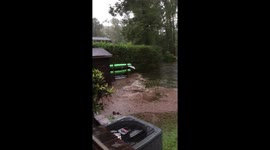 Resident's backyard flooded as Hurricane Florence brings heavy rains to Carolinas