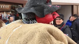 spooky, wild creatures, animal skins and cow bells and masks, The Carnival at Evolène