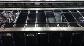 supercomputer data centre lights blinking