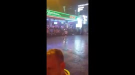 Enjoying the rain in Benidorm