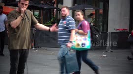 Little boy shows off his dance moves in front of Leicester Square beat boxer