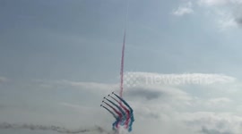 Clacton Airshow 2018 - Red Arrows Fly Towards Fellow Pilot