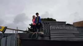 Trinity and frankie on the pirate ship  The D Ark Angel  plymouth talking like a pirate day