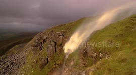 Strong winds in Cumbria cause waterfall to reverse