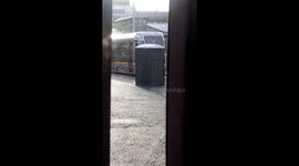 Storm Ali blows portaloo onto tram tracks in Dublin