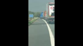 Storm Ali winds tip truck to side