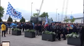 Manchester City arrives at Etihad ahead of Champions League