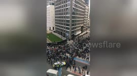 Delivery drivers protest outside Uber headquarters over pay