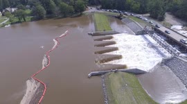 Drone footage shows large-scale flooding in Fayetteville, North Carolina