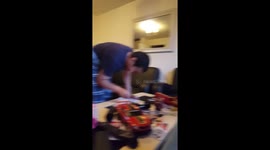 FUNNY KIDS PLAY BY BALLOON AT HOME AS A FOOTBALL.