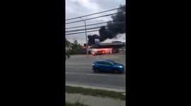 Firetruck on scene of massive Mississauga auto yard fire