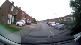 Dash cam captures fairground dodgem car driving on the ROAD