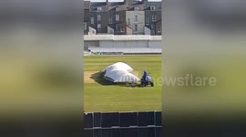 High winds delay Scarborough cricket by blowing away rain covers