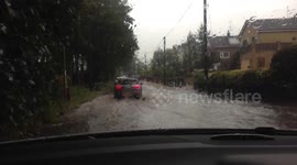 Road Flood Madeley UK