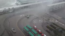Terrifying moments car drivers struggle against typhoon Mangkhut T10 in Hong Kong