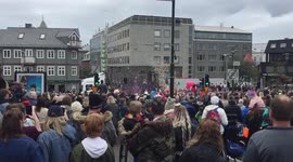 People celebrating festival in Reykjavik