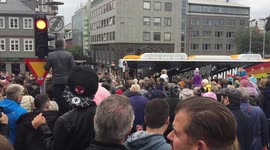 People celebrating festival in Reykjavik