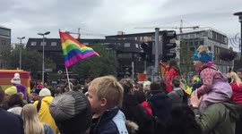 People celebrating festival in Reykjavik