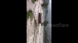Moment Driver & Helper on Truck is swept away while crossing the River in northern India floods