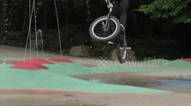 Cool BMX Bike Trick in Slowmo next to Water