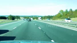 Truck hits bins on the M40 Motorway
