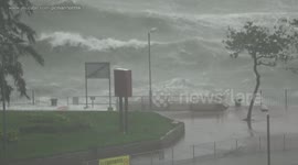 Typhoon Mangkhut: Moment 2018's worst storm slammed into Hong Kong's Hung Hom Promenade