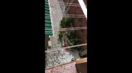 Storm with hail size of golf balls, in southern Spain in plain summer