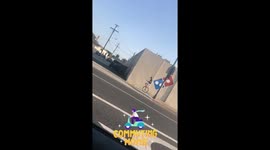 Man collects pizza on unicycle