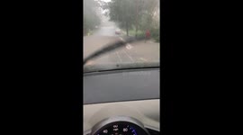Road blocked from flash flood