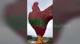 Chinese resort erects giant statue of rooster made out of chilli peppers