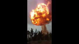 Filmer knocked off feet as gas explosion in Chechnya throws fireball into sky