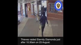 Gang caught on CCTV using sledgehammers to smash display cases in jewellery raid