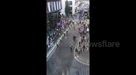 Newsflare Edit - Tommy Robinson Protest Old Bailey (birds eye view)
