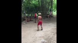 Burmese teenagers play incredible game of keepy-uppy