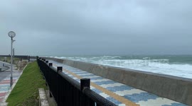 Aftermath waves of Typhoon Trami in Okinawa, Japan