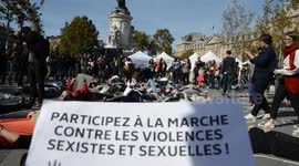 # MeToo , 1 year after. Giant Die-in in Paris, France, Place de la Republique. 29 september 2018. 14h30