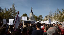 Brazilians women vs Bolsonaro. Demo for the rights of the brazilian women. Demo against the coup in Brazil. 29th September 2018. 15h. Place de la Republique, Paris, France