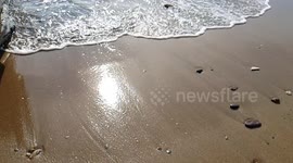 Surf coming in on a sandy beach