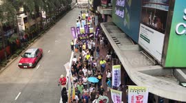 Protesters march on National Day in Hong Kong