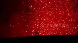 Epic volcano drone eruption footage from Vanuatu