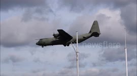 Rare sight of C-130 military transport plane touching down at London City Airport