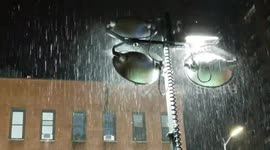 Heavy Rain in night time upper East side, Manhattan
